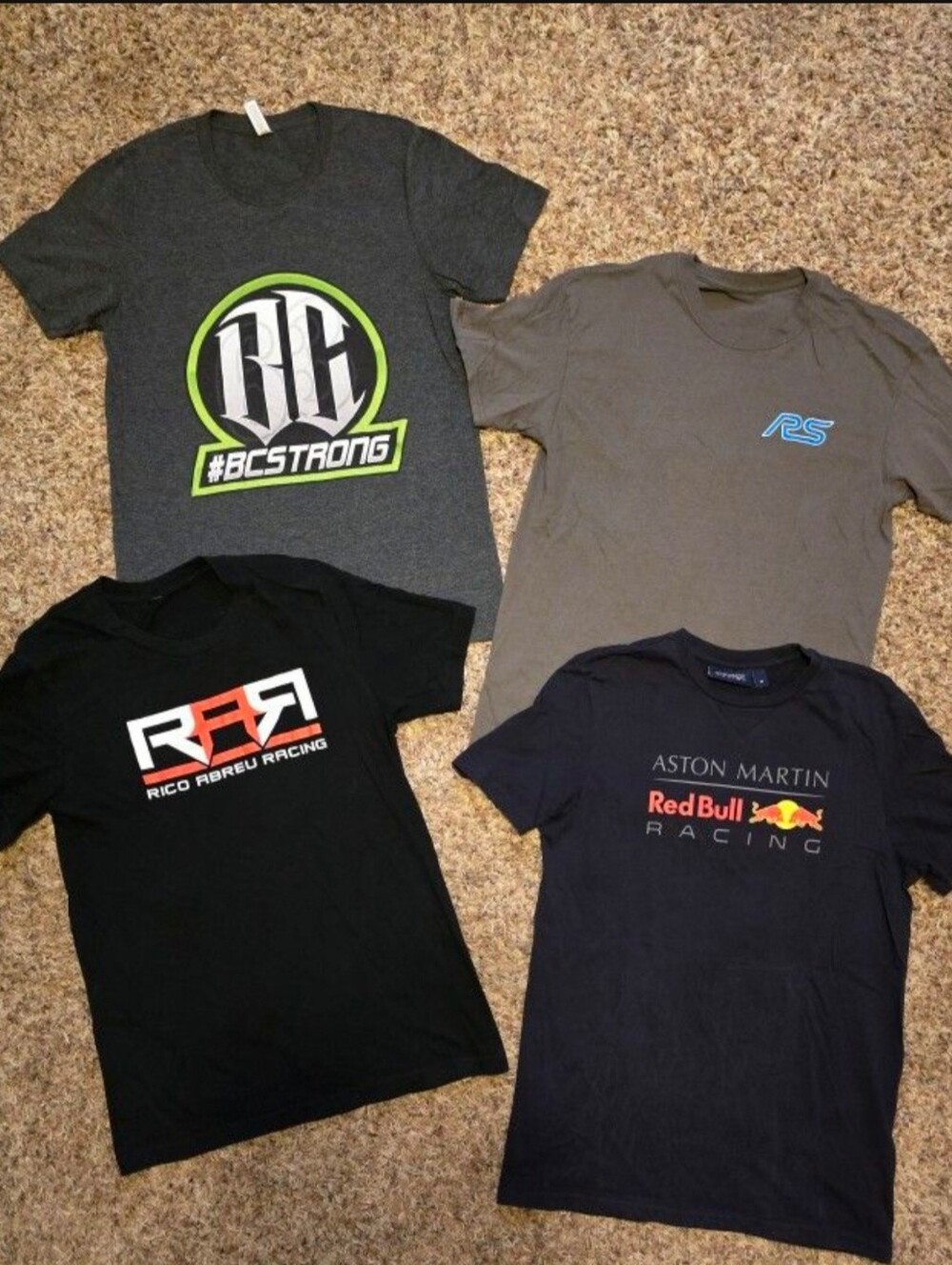 Assorted Racing Logo T‑Shirts - Gray, Olive, Black, Navy